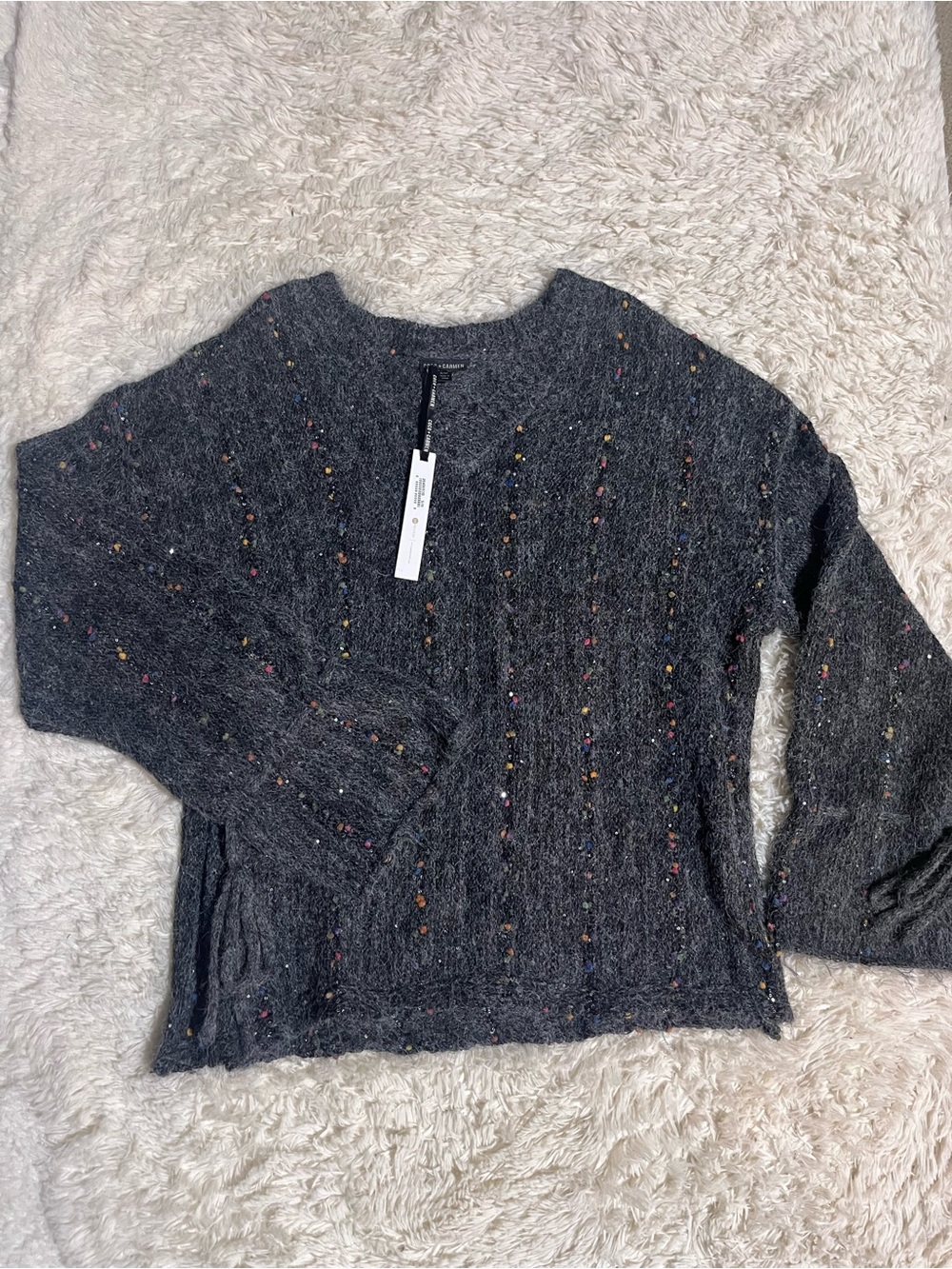 Coco + Carmen Dark Charcoal Speckled Crew Neck Sweater
